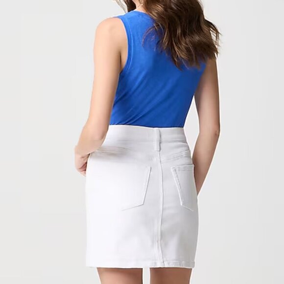 J. Crew Denim Button Front A-line Mini Skirt White Size 8/M NWT - Picture 2 of 7